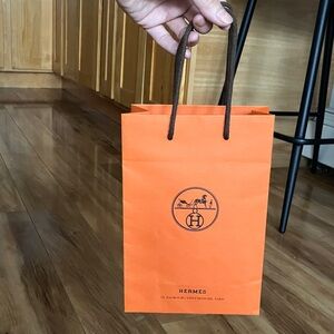 Hermes Orange Bag with Brown Handles 9x6”